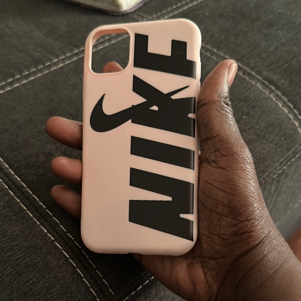 Nike Pink and Black iPhone Case with Bold Branding
